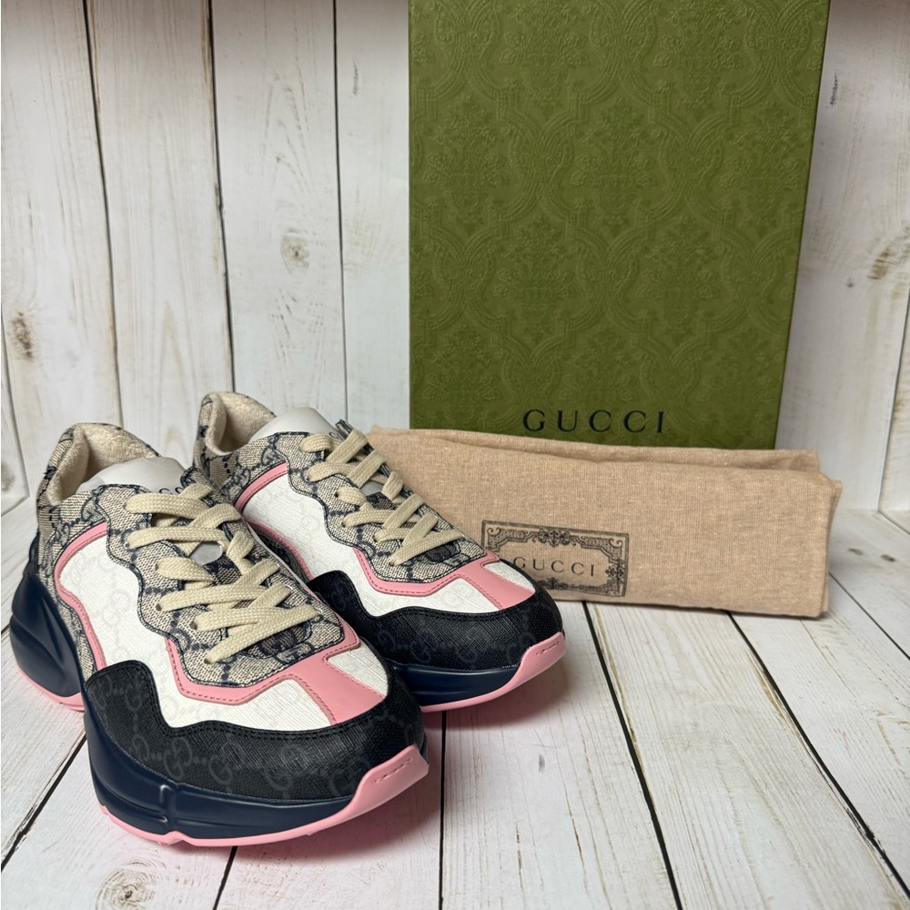 Gucci GG Supreme Monogram Mix Monogram Rhyton Sneakers Multicolor Sz 36 / 6